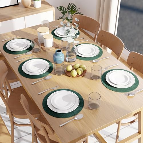 Encasa XO Placemats, Round Cotton Dining Table Mats 13"