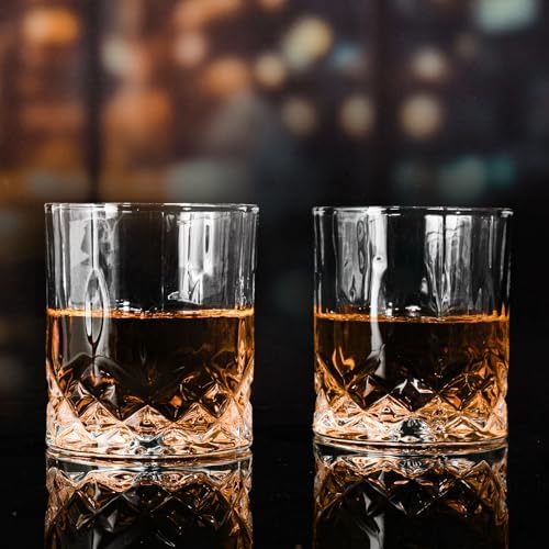 SIYOUKI Crystal Whiskey Glasses Set 11 oz, Old Fashioned Rocks Barware