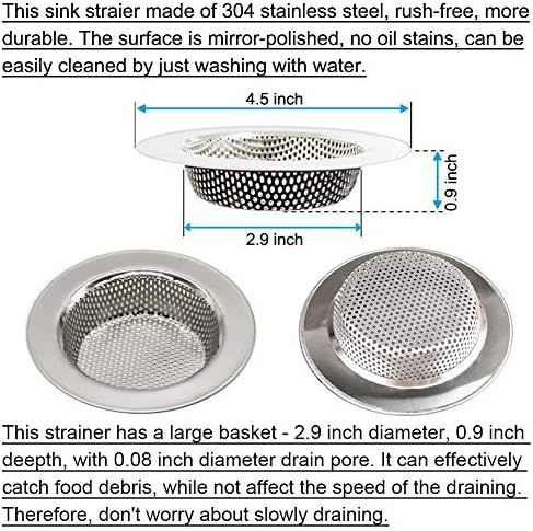Seatery 4PCS Kitchen Sink Stopper Strainer, 6 Inch Round Large