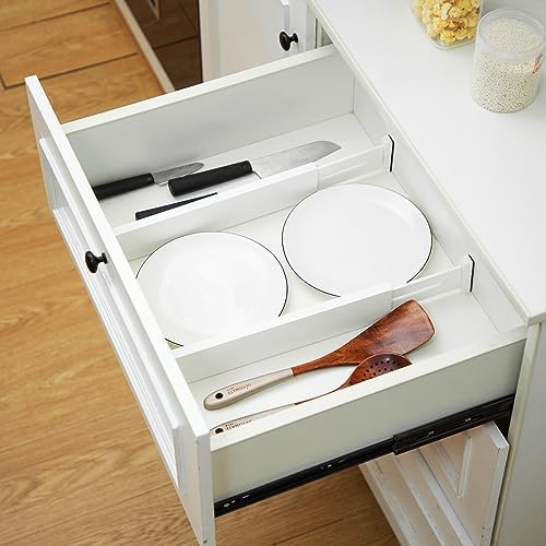 Wesiti 12 Pcs Bamboo Drawer Dividers Expandable Adjustable White