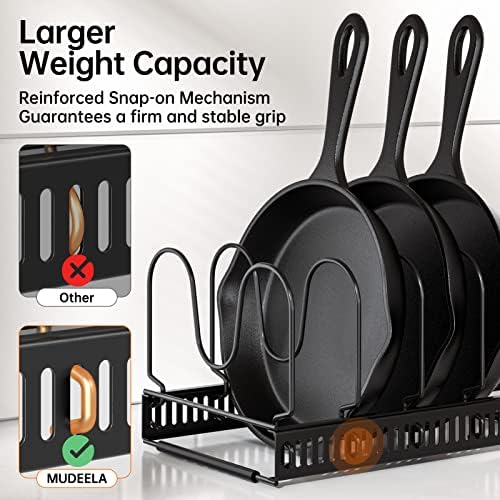 MUDEELA Expandable Pot and Pan Lid Organizer, 10 Divider, Black