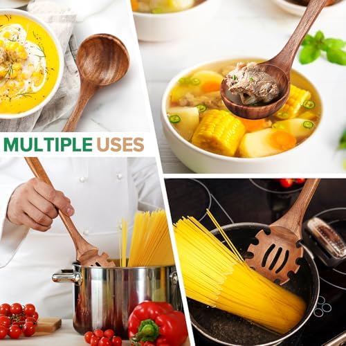 2-Piece Wooden Ladle and Spaghetti Spoon Set
