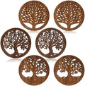 6 Pack Wooden Trivets for Hot Dishes, Rustic Round Tree Trivet Set