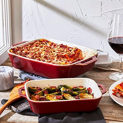 STAUB Ceramic Rectangular Baking Dish Set, 2 pc, Red