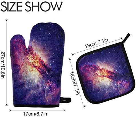 QMXO Galaxy Universe Space Star Oven Mitts Quilted Cotton Lining