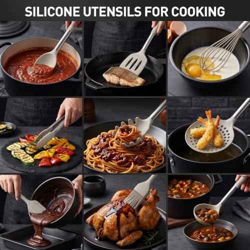 oannao Silicone Cooking Utensils Set, Khaki