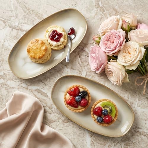 Ceramic Serving Platters - Set of 4 Oval Platters for Entertaining
