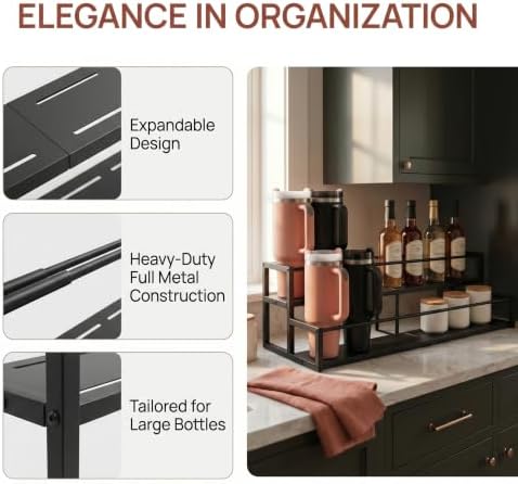 Expandable Coffee Syrup Organizer, 2-Tier Carbon Steel Stanley Cup