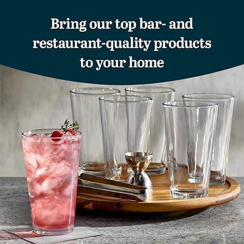 Libbey Bar Essentials Tumbler Glasses Set of 6, Modern Style 16 Oz
