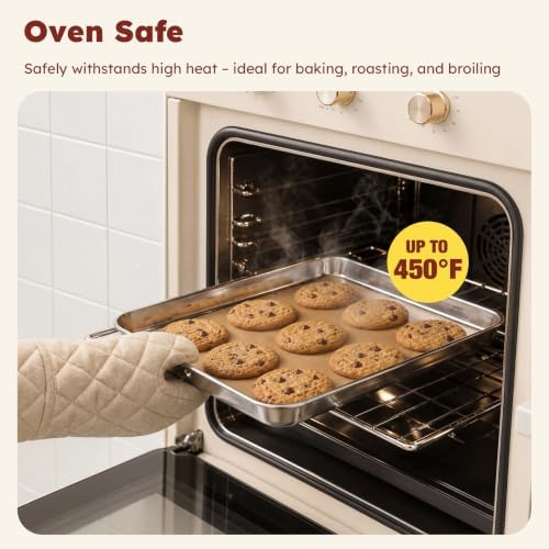 Baking Sheet Set of 3: Stainless Steel Cookie Sheets for Baking