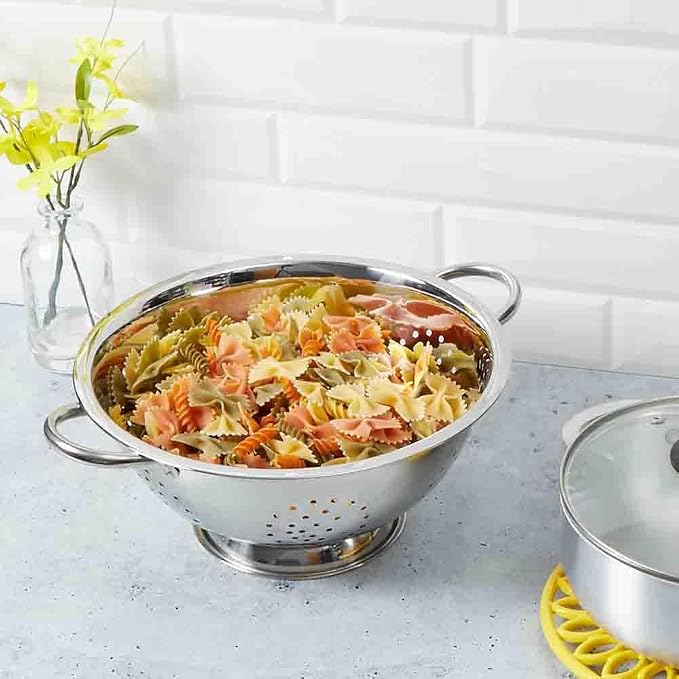 Metal Colander with Stainless Steel Finish by Home Basics, 7 QT | Large - Image 8