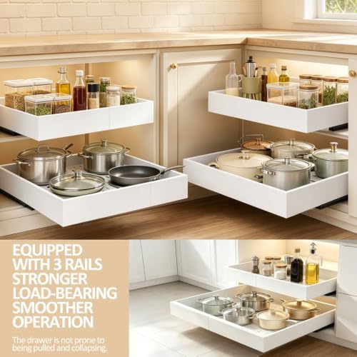 bop 2 Pack Pull Out Cabinet Organizer, Adjustable Width 11.4"-18.5"