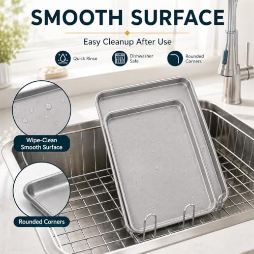 Titanium Baking Sheet pan, 10.43" Lightweight Cookie Sheets for Baking