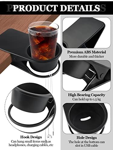 2PCS Clip on Cup Holder for Chair, Kalolary Desk Drink Holder Clamp