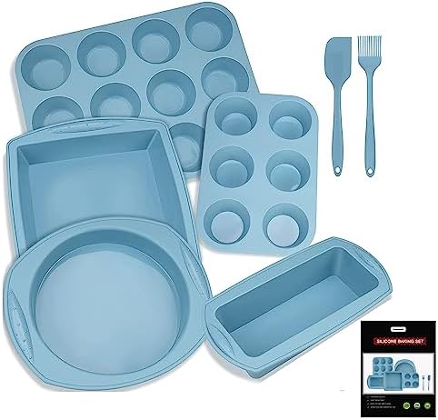 7in1 Silicone Bakeware Baking Set, Kitchen Bake Pans Molds Tray for