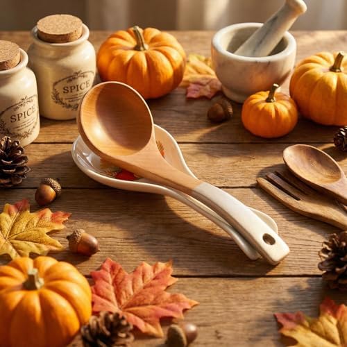 Fall Ceramic Spoon Rest, Pumpkin Pattern, Halloween Kitchen Decoration