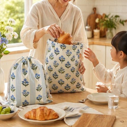 FYSUIMU Reusable Beeswax Bread Bags, 2 Pack, 17 x 13 Inch