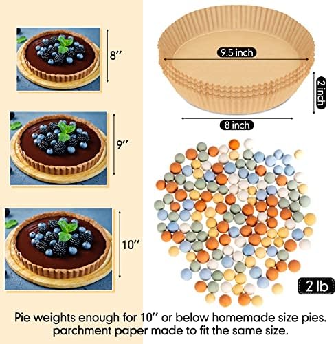Patelai 1 Pcs 2 lb Pie Weights Ceramic, 50 Pcs Parchment Paper, Multi