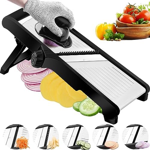 WELTONHM Stainless Steel Mandoline Slicer, Black