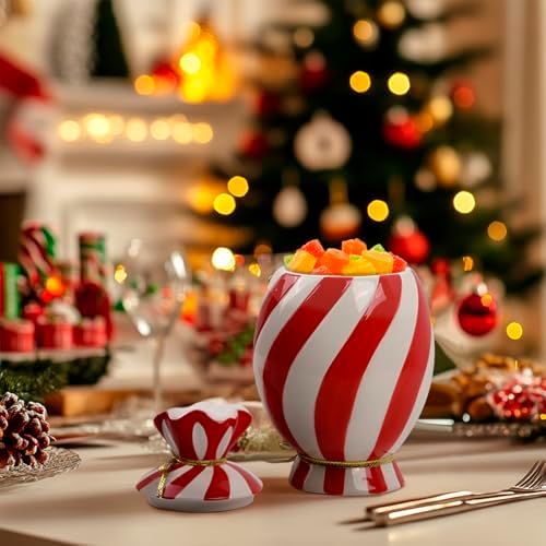 DIF DECO Christmas Ceramic Food Storage Jars with Lid, 24.7 OZ Hand