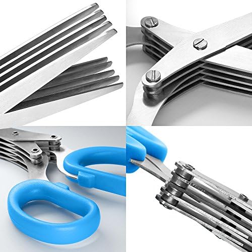 SourceTon 5-Blade Herb Scissors 2 Pack - Heavy Duty Kitchen Shears