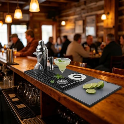 Bar Mat,Folding Portable 22" X 12" Cocktail Bartending Countertop Mat