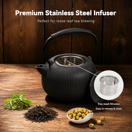 Cast Iron Teapot Set with 2 Cups, 34 oz (1000 ml) Japanese Tea Pot