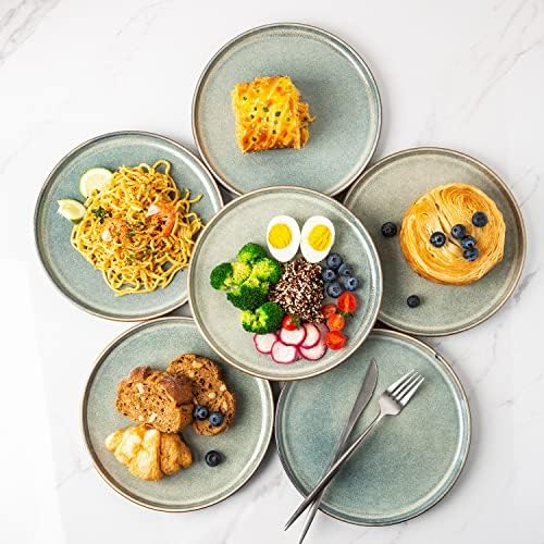 AmorArc Ceramic Plates Set of 6, 8.5 Inch Stoneware Small Plates Set