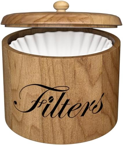 Coffee Filter Holder, Wooden Coffee Filter Storage with Lid