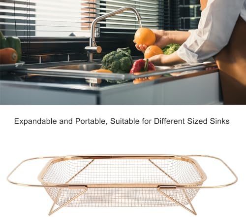CHICIRIS Over The Sink Colander Strainer Fine Mesh Basket Stainless