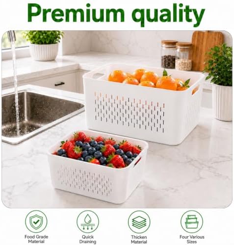 UFORU 4 Pack Fruit Storage Containers for Fridge