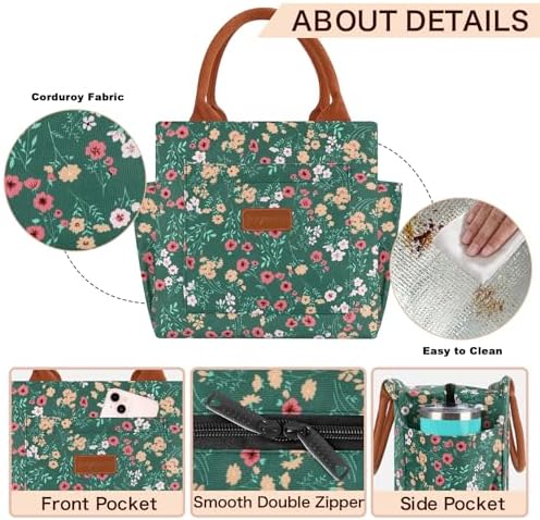 Joymee Lunch Bag Women Insulated With Bottle Holder -Corduroy