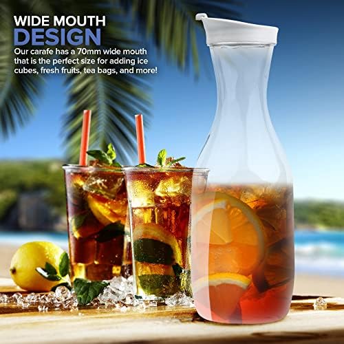 Plastic Juice Carafe with Lids (Set of 2) 50 oz Carafes for Mimosa