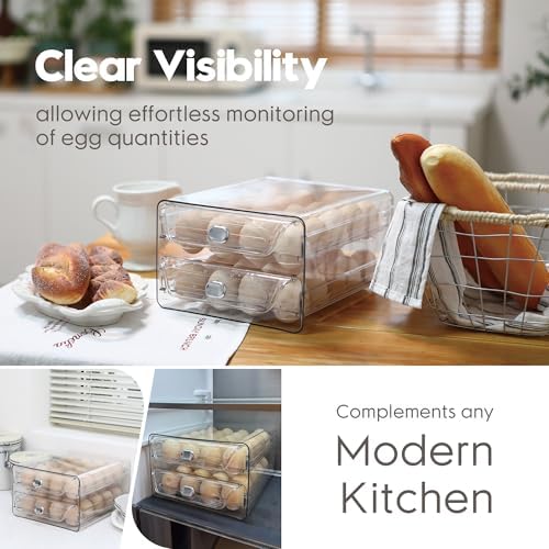 Sea Team Stackable Clear Acrylic Refrigerator Egg Tray, 40-Slot