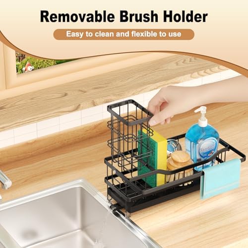 Sponge Holder for Kitchen Sink, Self-draining Sink Organizer with
