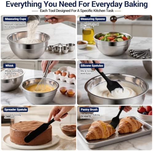 WEPSEN Mixing Bowls Set, 25PCS Stainless Steel Mixing Bowl with Lid