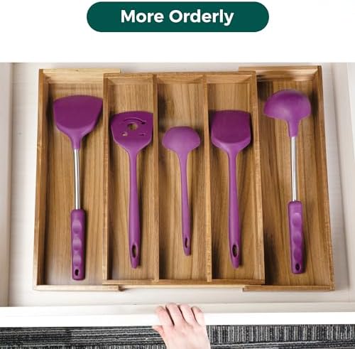 Utoplike Bamboo Kitchen Drawer Organizer Acacia Tray Large Utensils