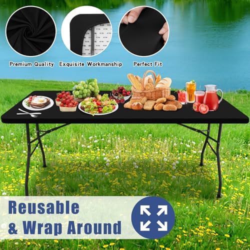 Moosfor 6 Pack Rectangle Spandex Fitted Table Cloth, 6FT Elastic