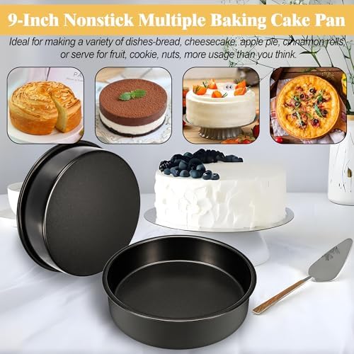 9 Inch Round Cake Pan, 2PCS Cake Pans 9 Inch Round with 60 Parchment