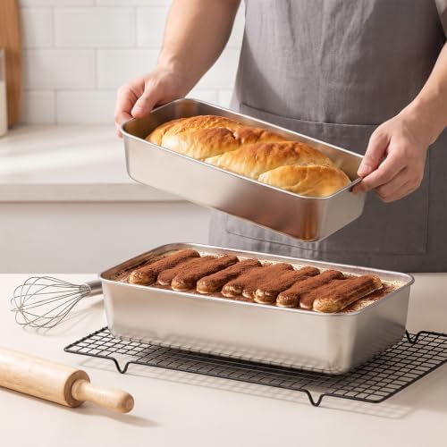 6 Pack 13 x 5.9 Inch Stainless Steel Loaf Pan Large Baking Pans for