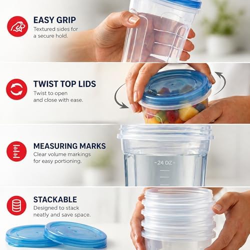 Tafura Freezer Storage Containers, 10 Pack, 32 Oz