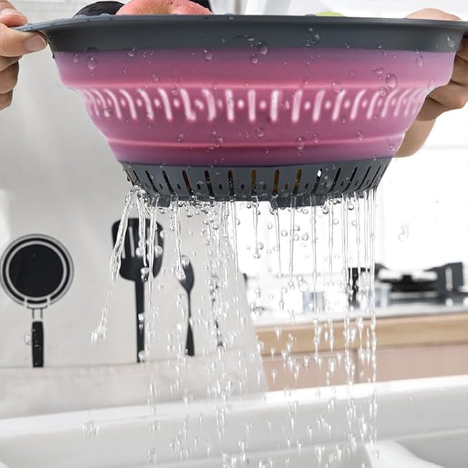 Collapsible Colander Set, Square Round Triangles Silicone Kitchen Strainer - Image 4