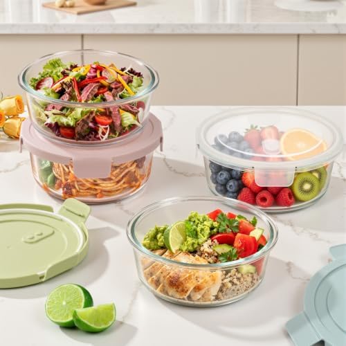 4 Cup/32oz Borosilicate Glass Meal Prep Containers with Vented Lids