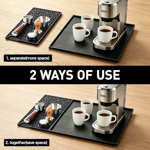 24" x 16" Silicone Espresso Mat Set, Tamping Mat with Portafilter