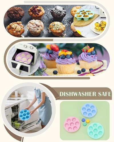 Silicone Egg Bite Molds, 3 Pack Silicone Muffin Pans for Air Fryer
