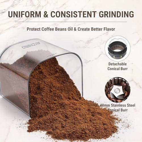 AYCHIRO Electric Conical Burr Coffee Grinder, 30 Settings