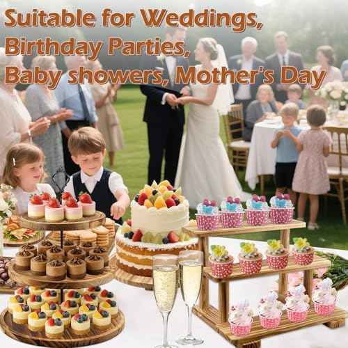 Esmorah Rustic Wooden Dessert Table Display Set of 6, Cupcake Stand