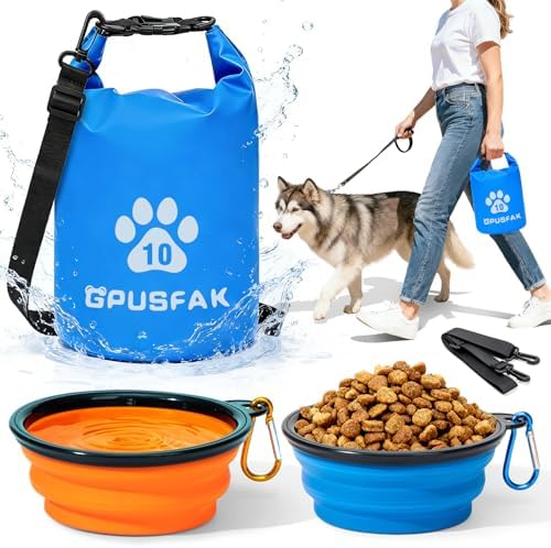 Pet Food Storage Bag with Bowl (64 Cup) - Zip Roll Top Dog Food Travel