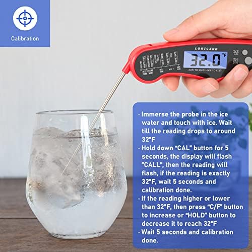 LONICERA Digital Meat Thermometer, Red