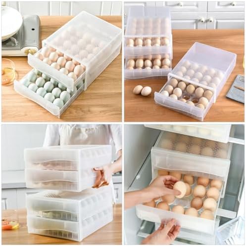 Zerodeko Double-layer Pp Egg Storage Box Kitchen Drawer Fridge Egg